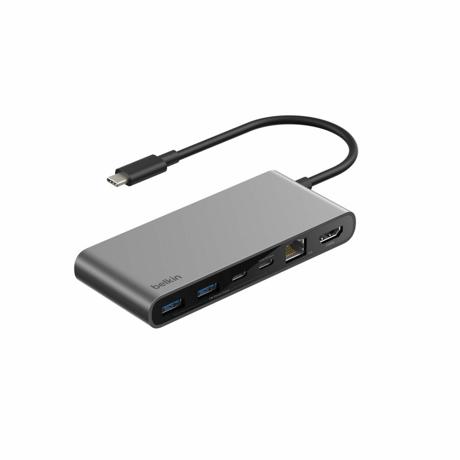 Belkin 8-Port USB-C Hub - 2xUSB-A, 2xUSB-C, 1xHDMI, 1xEthernet, 1xSD Reader, 1xMicroSD Reader - Grey