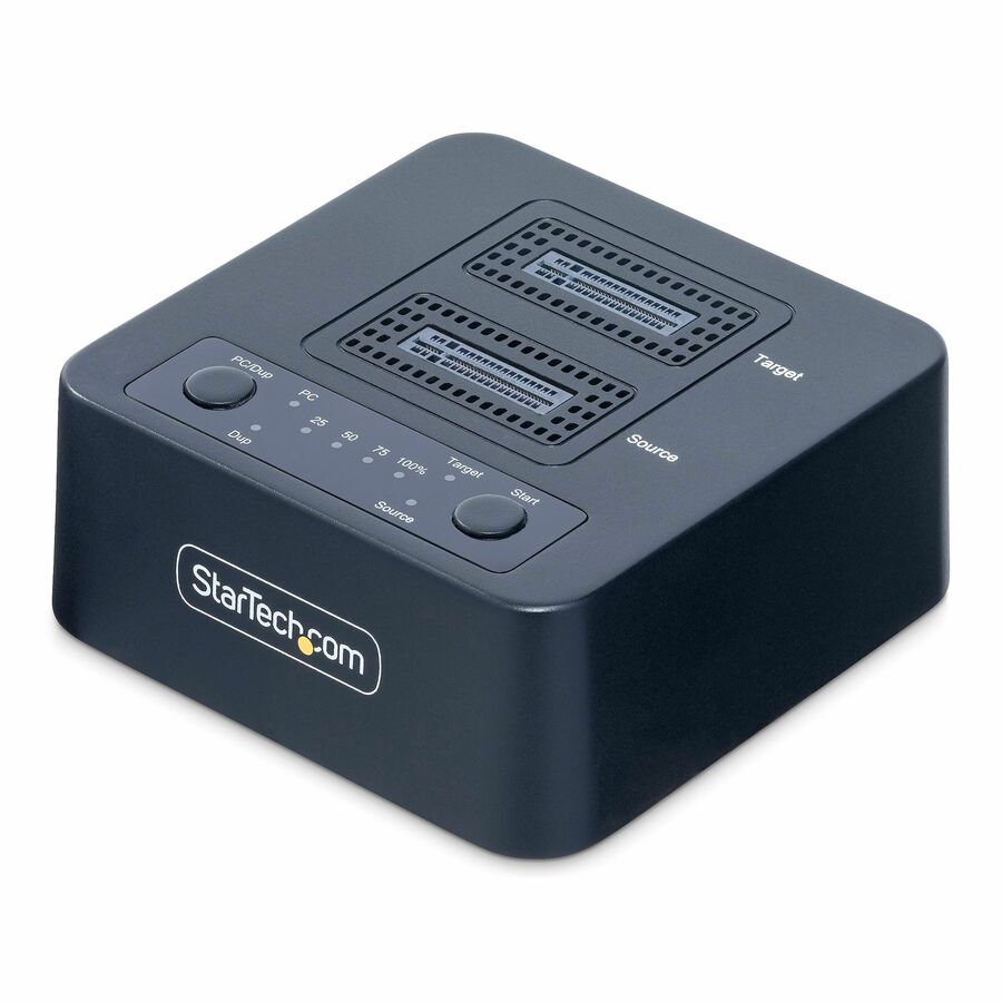 StarTech 1:1 M.2 NVMe Drive Duplicator, 90GBpm Standalone M.2 SSD Cloner/Copier, USB-C 3.2 20Gbps M.2 Dual-Bay Drive Docking Station