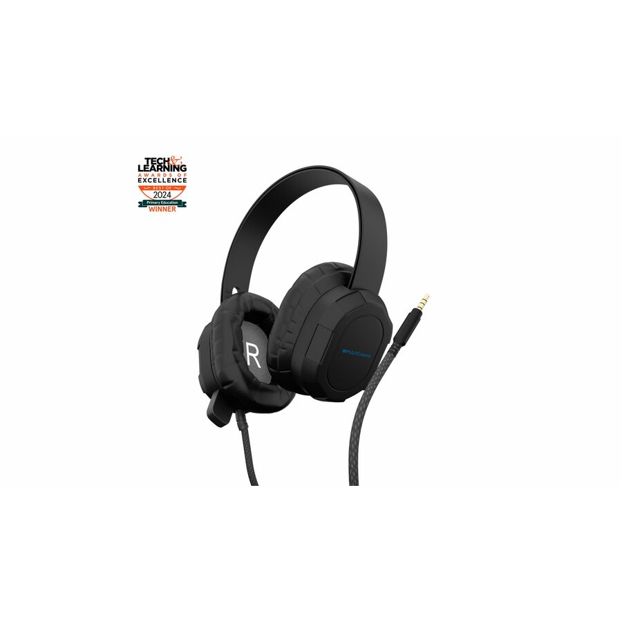 MAXCases Extreme Headset w/braided cable and built-in microphone w/3.5mm connector (Black)