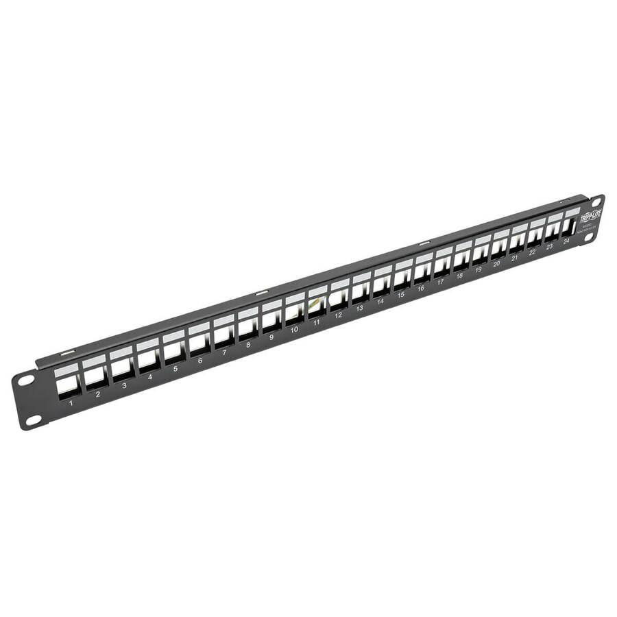 Tripp Lite by Eaton 24-Port 1U Rack-Mount Shielded Blank Keystone/Multimedia Patch Panel RJ45 Ethernet USB HDMI Cat5e/6