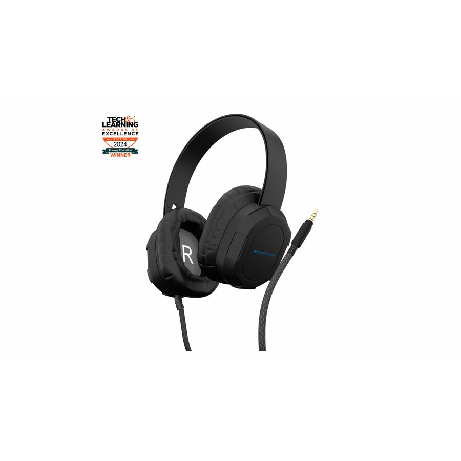 MAXCases Extreme Headphones w/braided cable, no microphone, 3.5mm connector (Black)