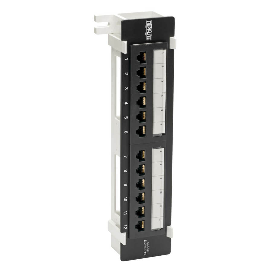 Eaton Tripp Lite Series Cat6 Wall-Mount 12-Port Patch Panel - PoE+ Compliant, 110/Krone, 568A/B, RJ45 Ethernet, TAA