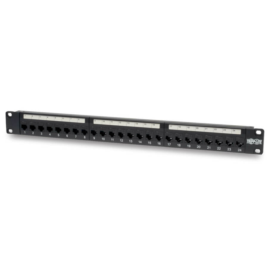 Tripp Lite by Eaton 24-Port 1U Rack-Mount Cat6/Cat5 Feedthrough Patch Panel RJ45 Ethernet TAA