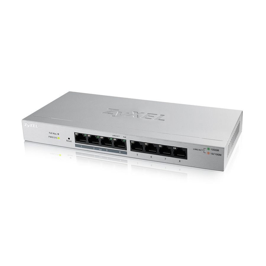 Zyxel 8-Port Gigabit Ethernet Web Managed POE+ Switch | 4 x PoE+ @ 60W | VLAN Support | Metal Case | Desktop or Wall-Mount | Fanless |Lifetime Warranty | QoS | Ethernet Splitter | GS1200-8HPv2
