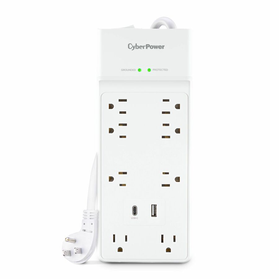 CyberPower CSP806UC18W Home and Office 8 - Outlet Surge Protector with 2400 J Surge Suppression
