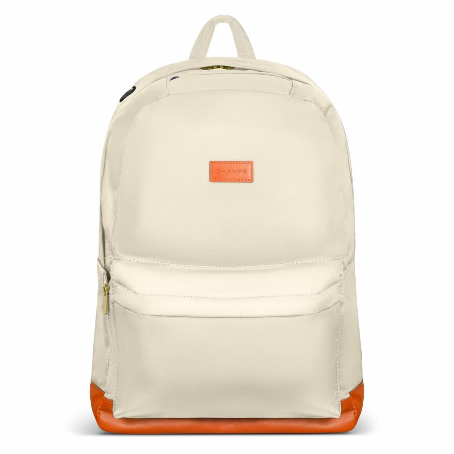 Champs Vintage Carrying Case (Backpack) for 11" to 15.6" Water Bottle, Notebook, Tablet, Glasses, Earphone, Travel - Ivory