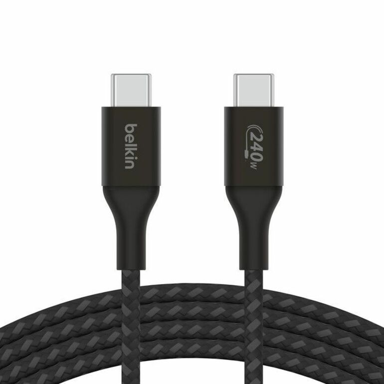 Belkin 240W USB-C to USB-C Cable - Nylon, Braided - M/M - 3.3ft/1m - Black