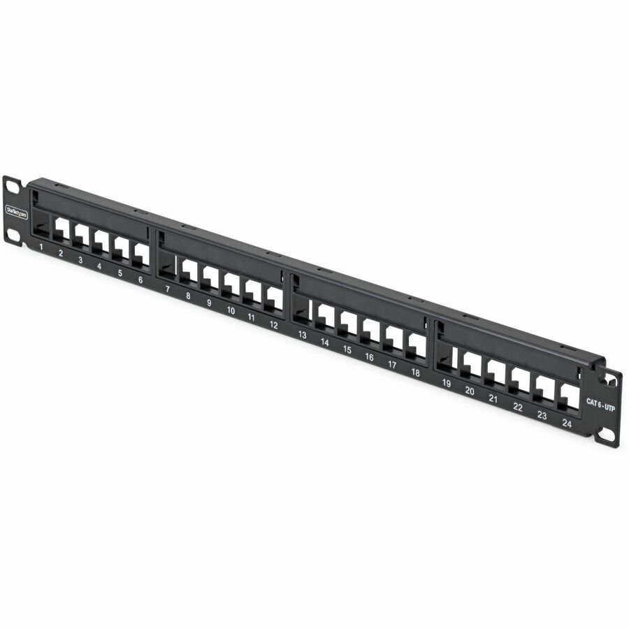 StarTech 24 Port 1U Blank Keystone Patch Panel, Rackmount Cat6 Patch Panel for RJ45 UTP Ethernet Network Jacks