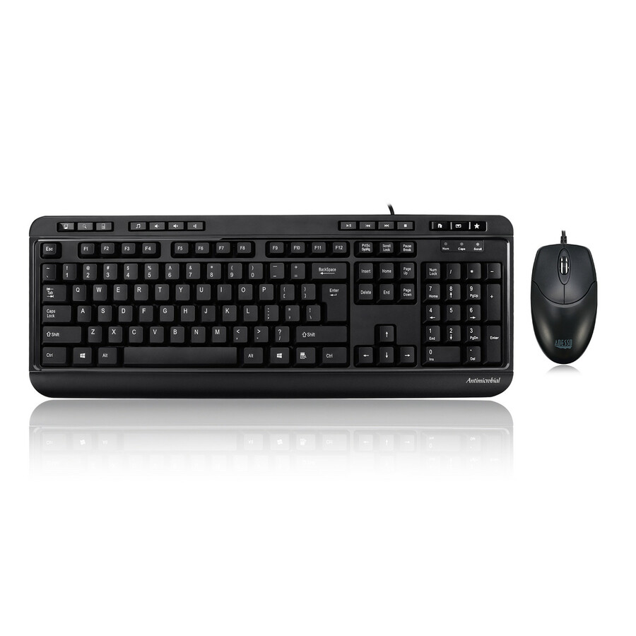 Adesso Antimicrobial Multimedia Desktop Keyboard and Mouse Combo
