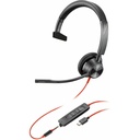 Poly Blackwire 3315 Monaural USB-C Headset +3.5mm Plug +USB-C/A Adapter