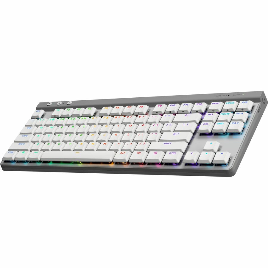 Logitech G515 LIGHTSPEED TKL Low Profile Wireless Gaming Keyboard, LIGHTSYNC RGB, Thin Tenkeyless Design, PBT Keycaps, Tactile (Brown) Mechanical Switches, White