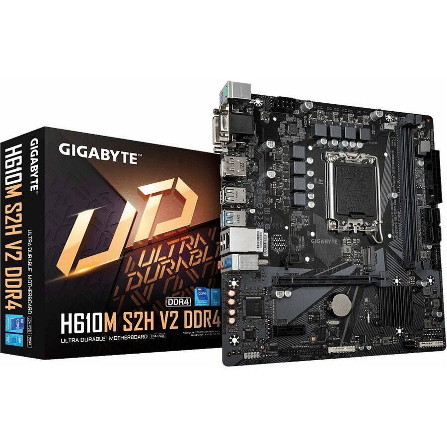 GIGABYTE Ultra Durable H610M S2H V2 DDR4 (rev. 1.0) Desktop Motherboard - Intel H610 Chipset - Socket LGA-1700 - Intel Optane Memory Ready - Micro ATX