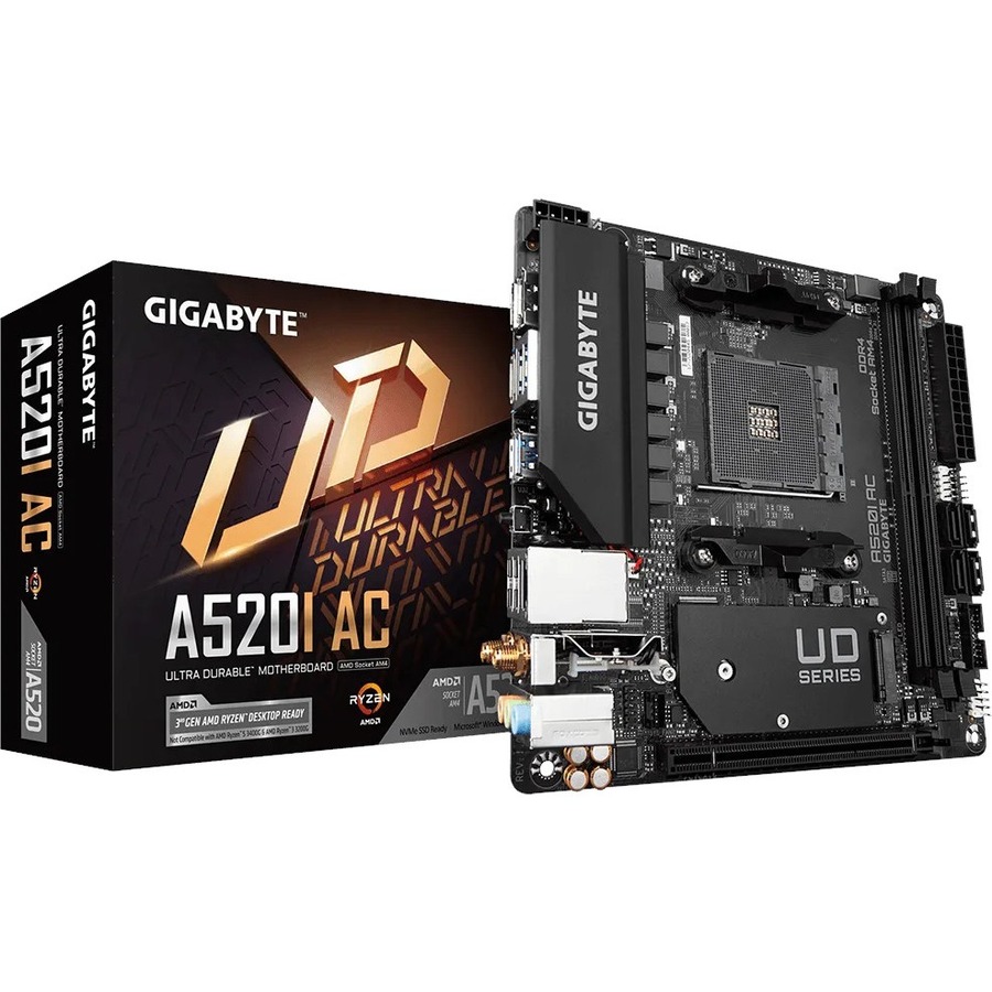GIGABYTE Ultra Durable A520I AC Desktop Motherboard - AMD A520 Chipset - Socket AM4 - Mini ITX