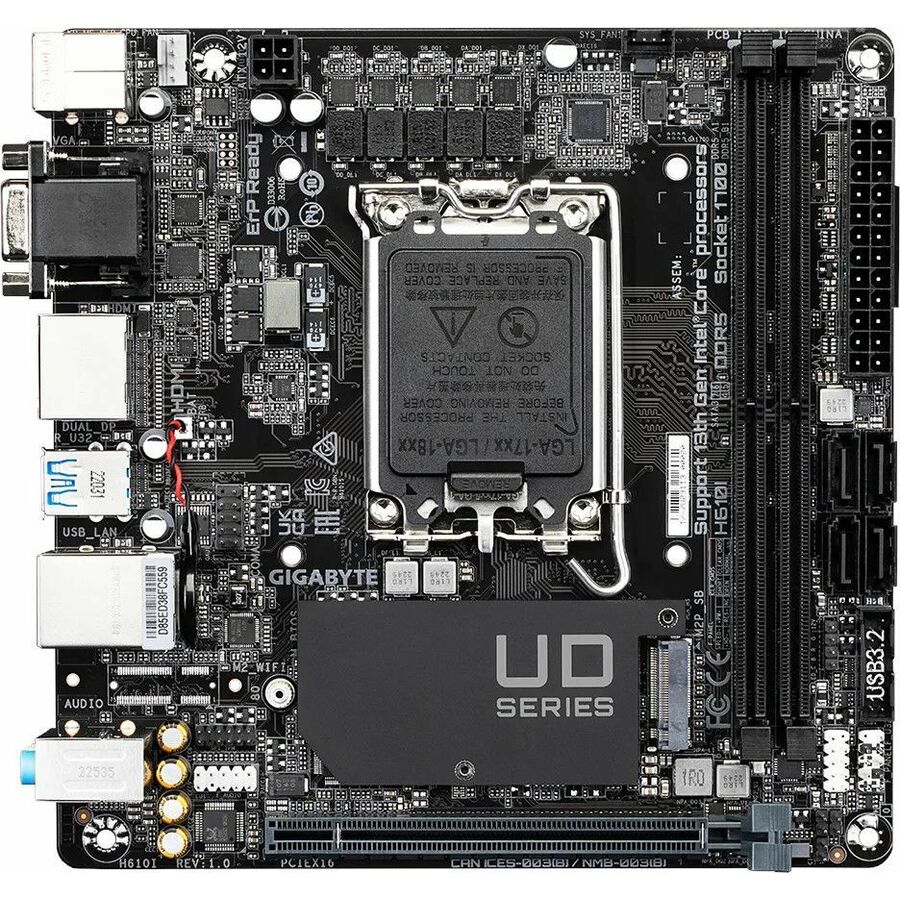 GIGABYTE Ultra Durable H610I Gaming Desktop Motherboard - Intel H610 Chipset - Socket LGA-1700 - Mini ITX