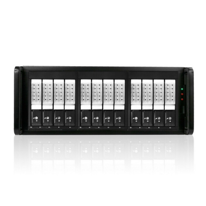 RAIDage JAGE412HDSL-DE Drive Enclosure 12Gb/s SAS, SATA/600 - Mini-SAS HD Host Interface - 4U Rack-mountable - Black, Silver
