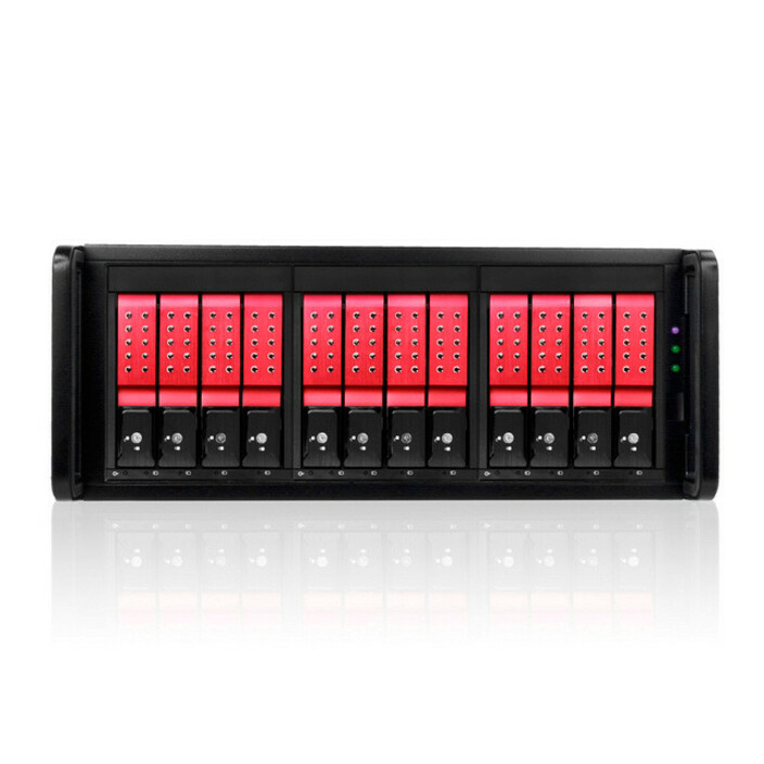 RAIDage JAGE412HDRD-DE Drive Enclosure 12Gb/s SAS, SATA/600 - Mini-SAS HD Host Interface - 4U Rack-mountable - Black, Red