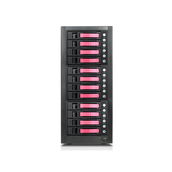 RAIDage JAGE9BT12HDRD Drive Enclosure 12Gb/s SAS, SATA/600 - Mini-SAS HD Host Interface Tower - Black, Red