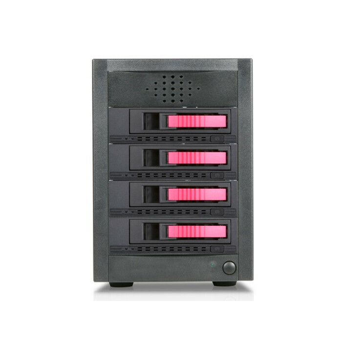RAIDage JAGE5BT4HDRD-M1 Drive Enclosure 12Gb/s SAS, SATA/600 - Mini-SAS HD Host Interface Tower - Black, Red