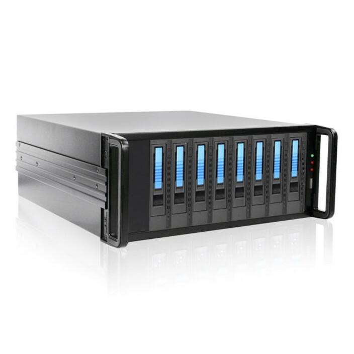 RAIDage JAGE480HDBL-M1 Drive Enclosure SAS-2, SATA/600 - Mini-SAS HD Host Interface - 4U Rack-mountable - Black, Blue