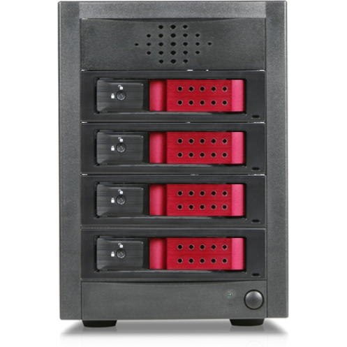 RAIDage JAGE5BT4HDRD-DE Drive Enclosure 12Gb/s SAS, SATA/600 - Mini-SAS HD Host Interface Tower - Black, Red