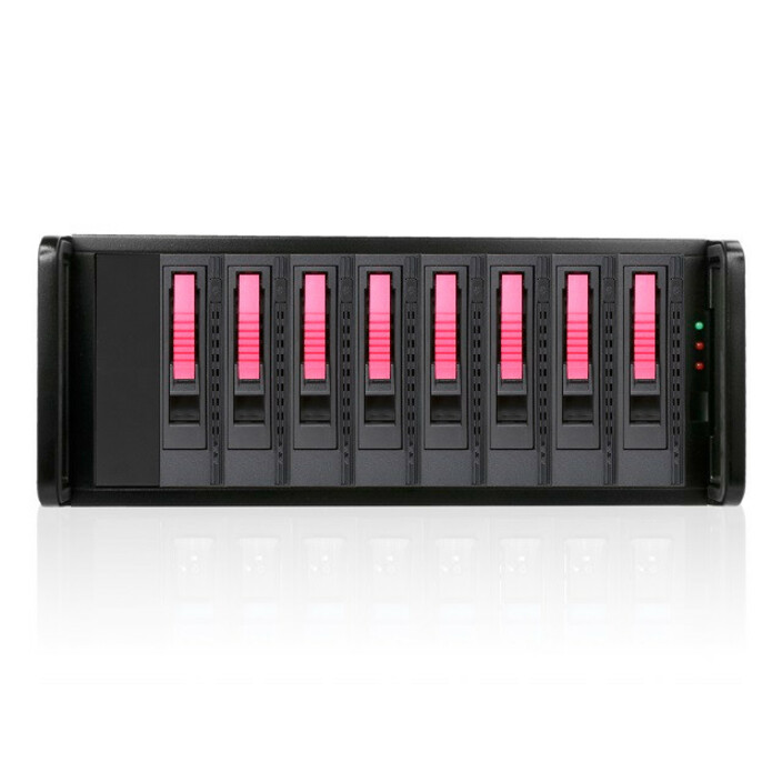 RAIDage JAGE480HDRD-M1 Drive Enclosure SAS-2, SATA/600 - Mini-SAS HD Host Interface - 4U Rack-mountable - Black, Red