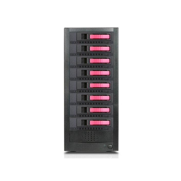 RAIDage JAGE9BT8HDRD-M1 Drive Enclosure 12Gb/s SAS, SATA/600 - Mini-SAS HD Host Interface Tower - Black, Red