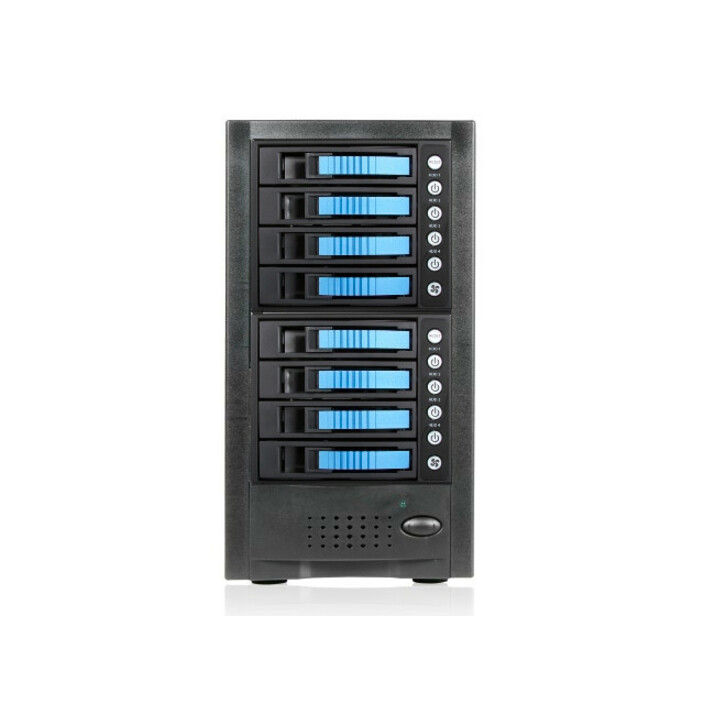 RAIDage JAGE6BT8HDBL Drive Enclosure 12Gb/s SAS, SATA/600 - Mini-SAS HD Host Interface Tower - Black, Blue