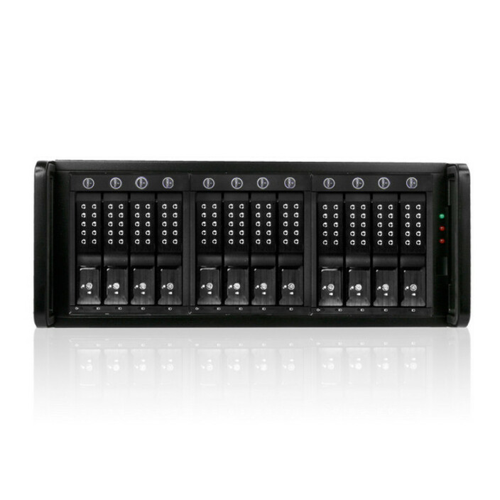 RAIDage JAGE412HDBK-DE-P Drive Enclosure 12Gb/s SAS, SATA/600 - Mini-SAS HD Host Interface - 4U Rack-mountable - Black