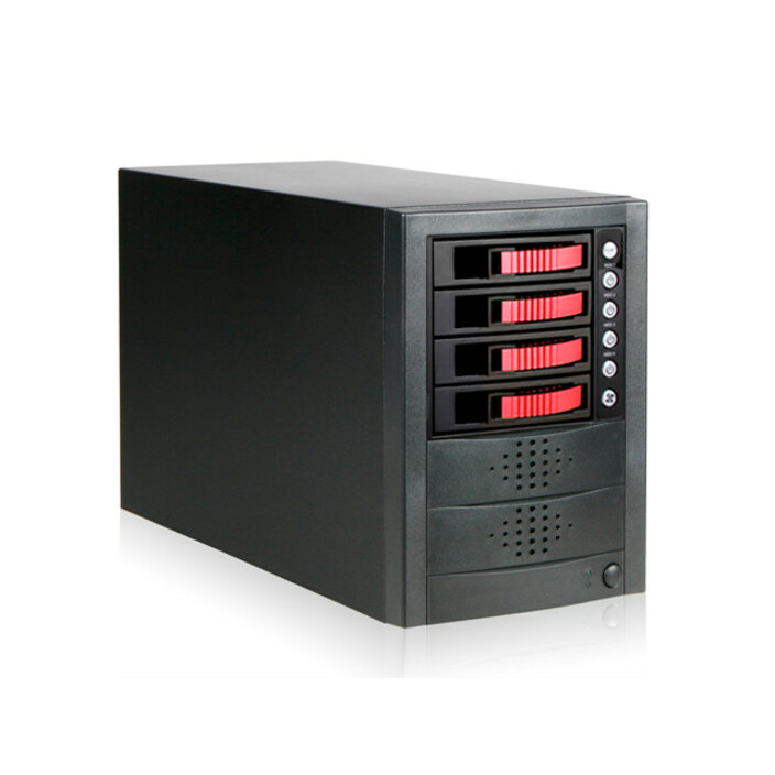 RAIDage JAGE5BT4HDRD Drive Enclosure 12Gb/s SAS, SATA/600 - Mini-SAS HD Host Interface Tower - Black, Red