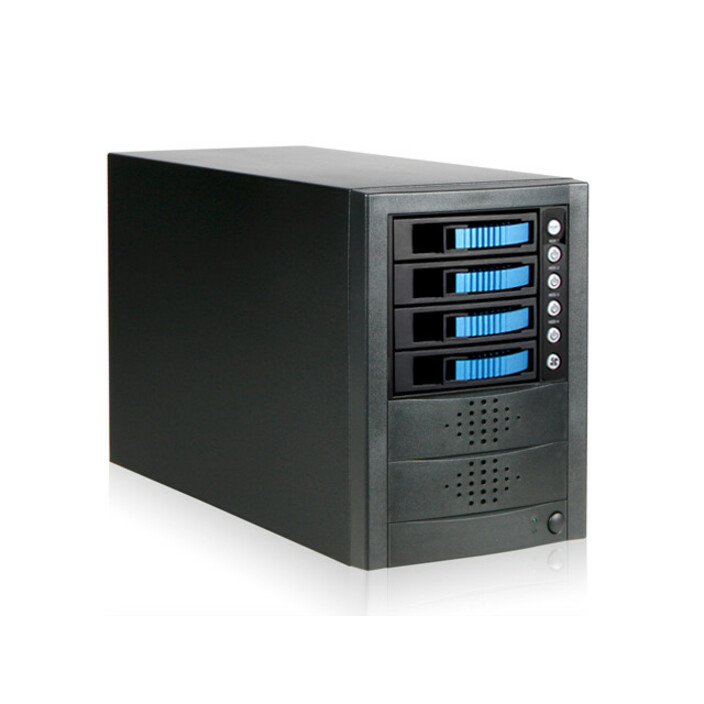 RAIDage JAGE5BT4HDBL Drive Enclosure 12Gb/s SAS, SATA/600 - Mini-SAS HD Host Interface Tower - Black, Blue