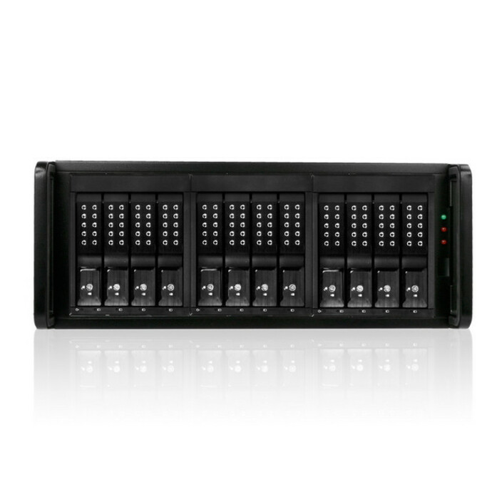 RAIDage JAGE412MSBK-DE Drive Enclosure 12Gb/s SAS, SATA/600 - Mini-SAS HD Host Interface - 4U Rack-mountable - Black