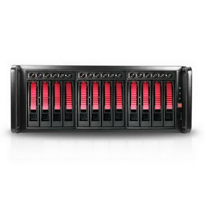 RAIDage JAGE412HDRD Drive Enclosure 12Gb/s SAS, SATA/600 - Mini-SAS HD Host Interface - 4U Rack-mountable - Black, Red