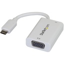 StarTech USB C to VGA Adapter with 60W Power Delivery Pass-Through - 1080p USB Type-C to VGA Video Converter w/ Charging - White