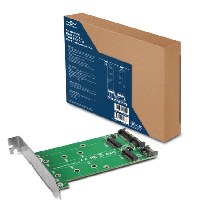 Vantec Multi-size Dual M.2 to Two SATA III Port Converter Kit