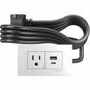 Wiremold Dash 2-Cube FPC - 6ft Power Cord - 15 Amp Outlet - 15W USB A/C Ports - White