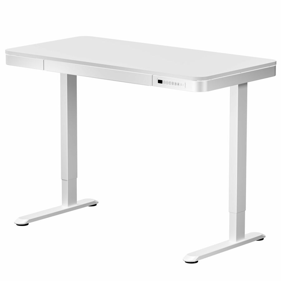 FlexiSpot EW2 48" Wide Electric Adjustable Standing Desk with Drawer and Charging Ports, White