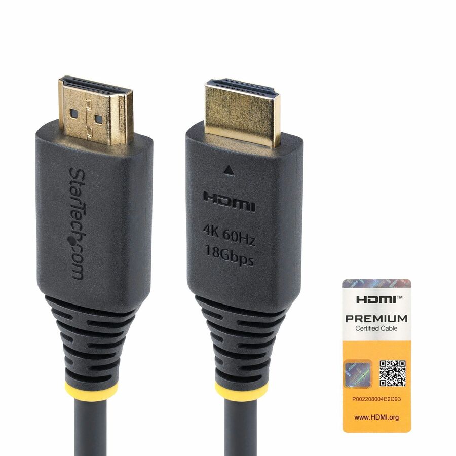 StarTech 6ft (1.8m) Premium Certified High Speed HDMI Cable, 4K 60Hz/1440p 144Hz, 18Gbps, UHD HDMI 2.0 Cord, TPE Jacket