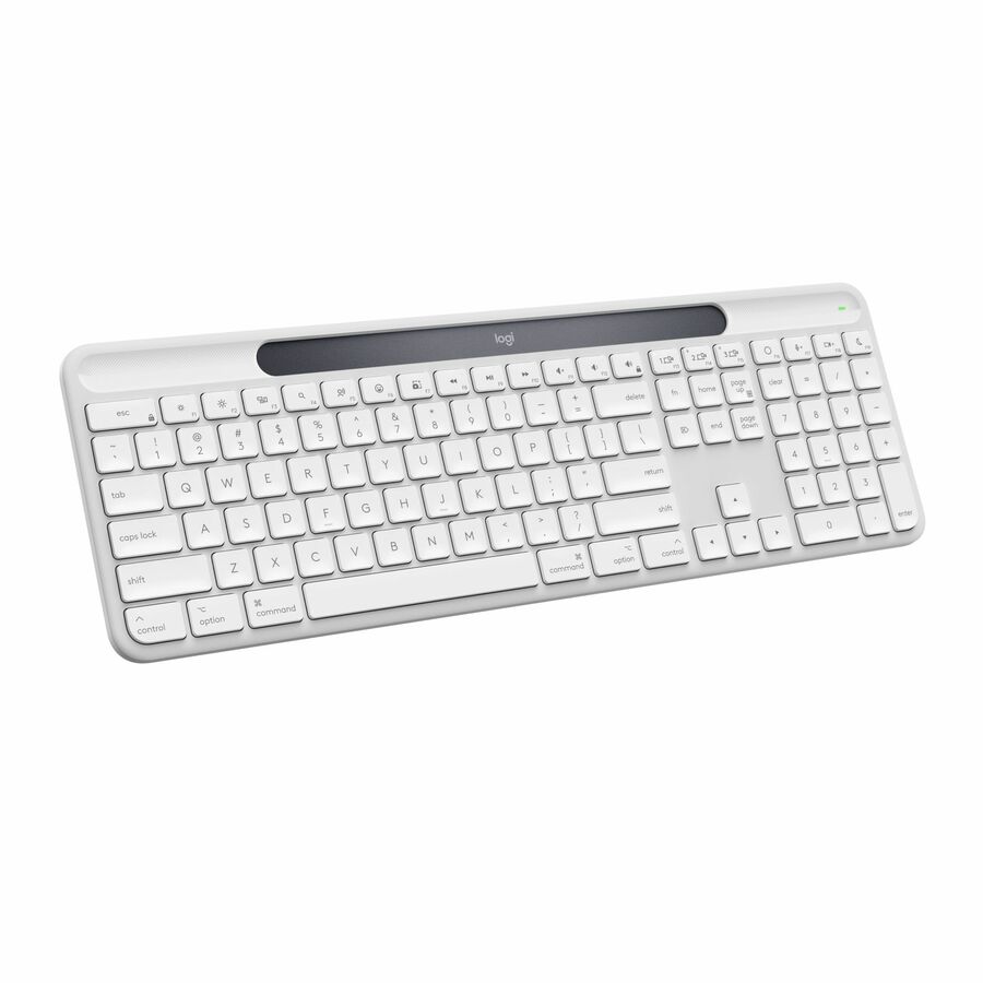 Logitech Signature Slim Solar+ keyboard for Mac, solar and artificial light powered, durable battery that lasts up to 10 years, customizable keys, Bluetooth, White