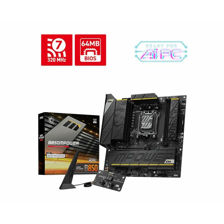 MSI B850MPOWER Gaming Desktop Motherboard - AMD B850 Chipset - Socket AM5 - Micro ATX