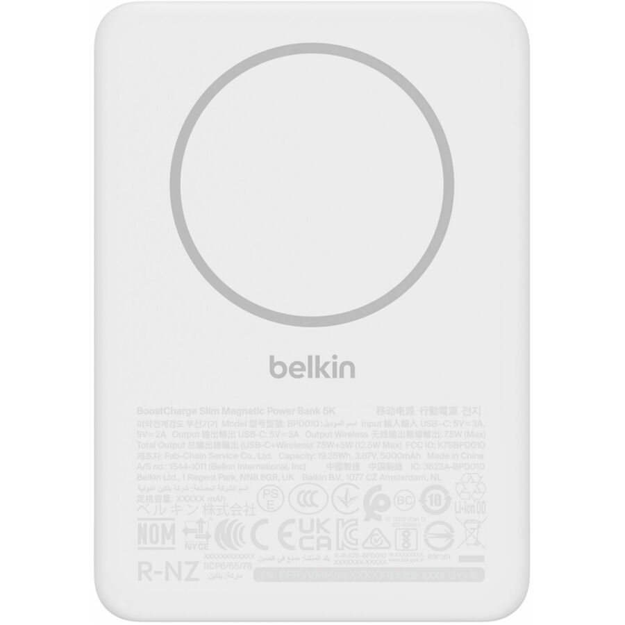 Belkin BoostCharge Slim Magnetic Power Bank 5K, White