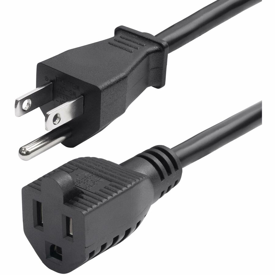 StarTech 10ft (3m) Power Extension Cord, NEMA 5-15P to NEMA 5-15R AC Power Cable, 10A 125V, 18AWG, UL Listed, TAA