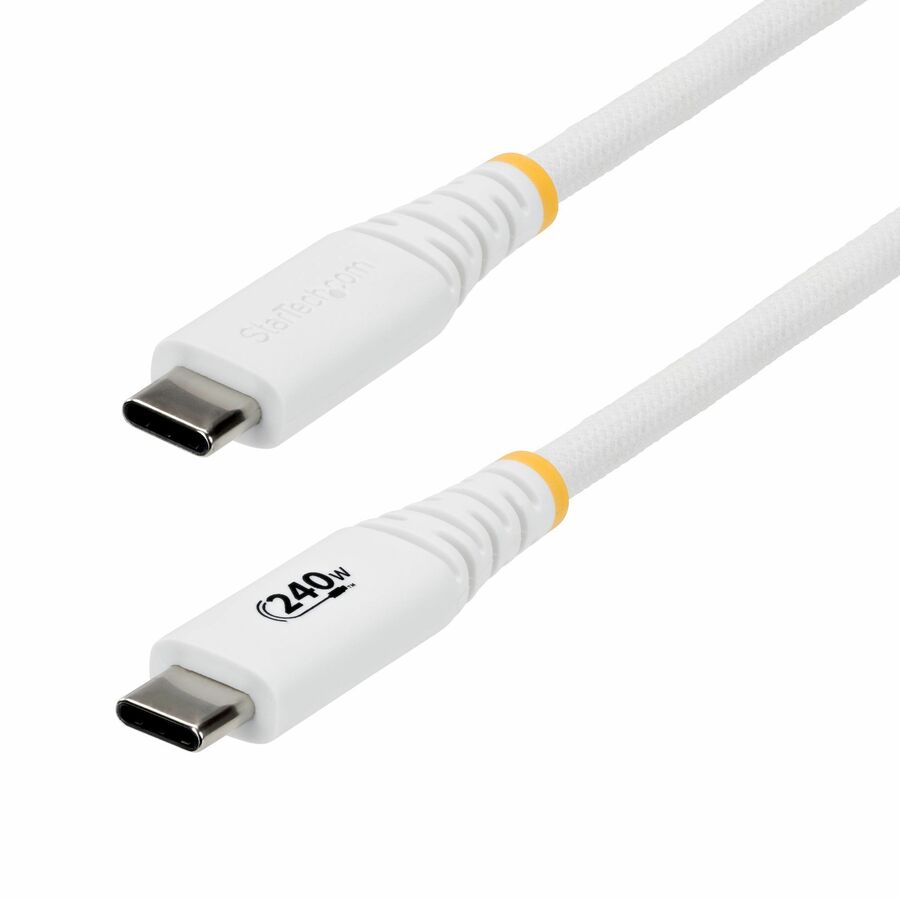 StarTech 3ft (91cm) USB-C Charging Cable, 240W PD EPR, Durable and Ultra-Flexible, USB-IF Certified, Rugged USB-C Charging Cord, White