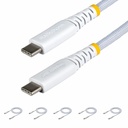 StarTech 5-Pack 3ft (91cm) White USB-C Charging Cable, 60W (3A) PD, Dual-Layer Braided Nylon/TPE Jacket, Rugged USB C Charger Cord