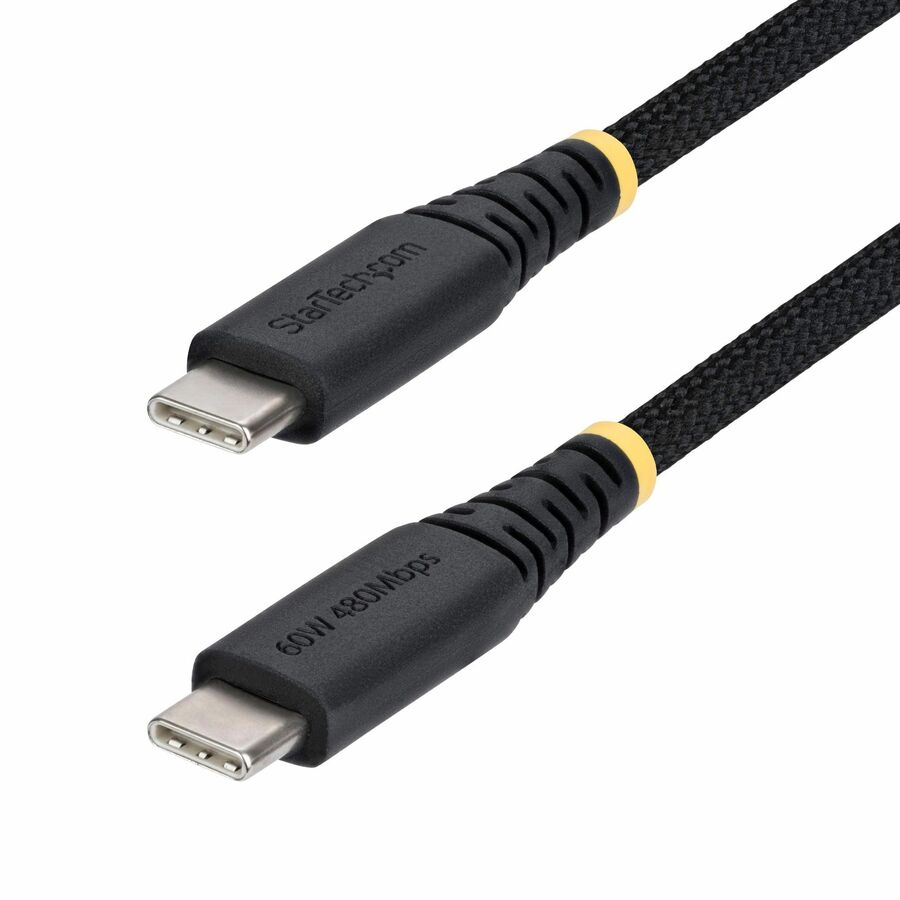 StarTech 6in (15cm) USB-C Charging Cable, 60W (3A) PD, Dual-Layer Braided Nylon/TPE Jacket, Rugged USB 2.0 Laptop Charger Cord