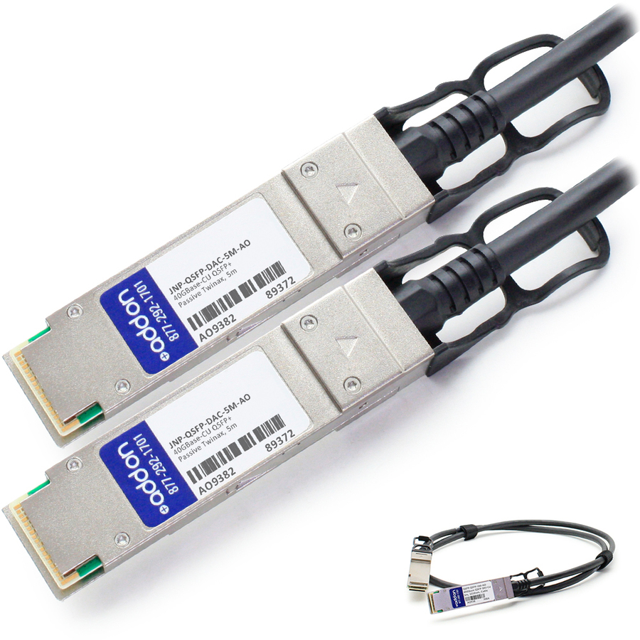 AddOn Juniper Networks® JNP-QSFP-DAC-5M Compatible TAA Compliant 40GBase-CU QSFP+ Direct Attach Cable (Passive Twinax, 5m)