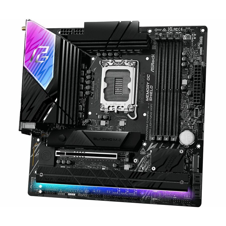 Phantom Gaming B860M Lightning WiFi Gaming Desktop Motherboard - Intel B860 Chipset - Socket LGA-1851 - Micro ATX