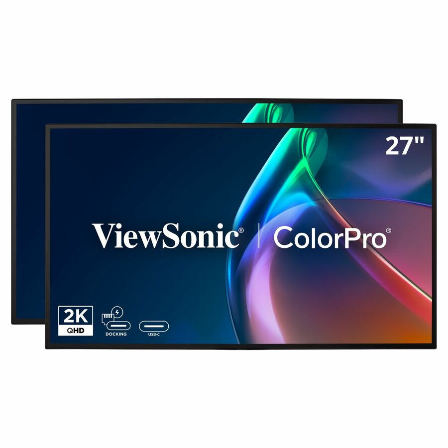 ViewSonic VP2768A_H2 27 Inch 1440p Dual Pack ColorPro Docking Monitors, Pantone Validated Head-Only Displays for Dual Screen Graphic Design, Advanced Ergonomics, 90W USB-C, HDMI, RJ45, and DP Inputs
