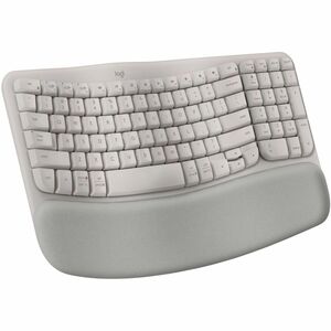 Logitech Wave Keys Wireless Ergonomic Keyboard with Cushioned Palm Rest, Comfortable Natural Typing, Easy-Switch, Bluetooth, Sand