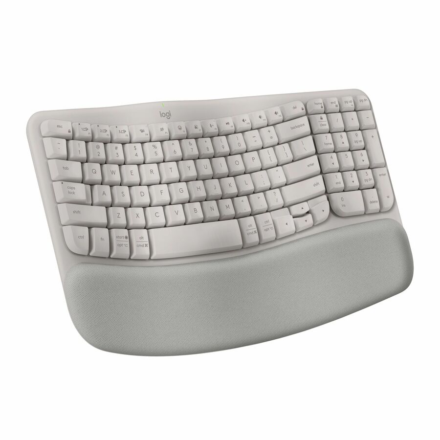 Logitech Wave Keys Wireless Ergonomic Keyboard with Cushioned Palm Rest, Comfortable Natural Typing, Easy-Switch, Bluetooth, Sand