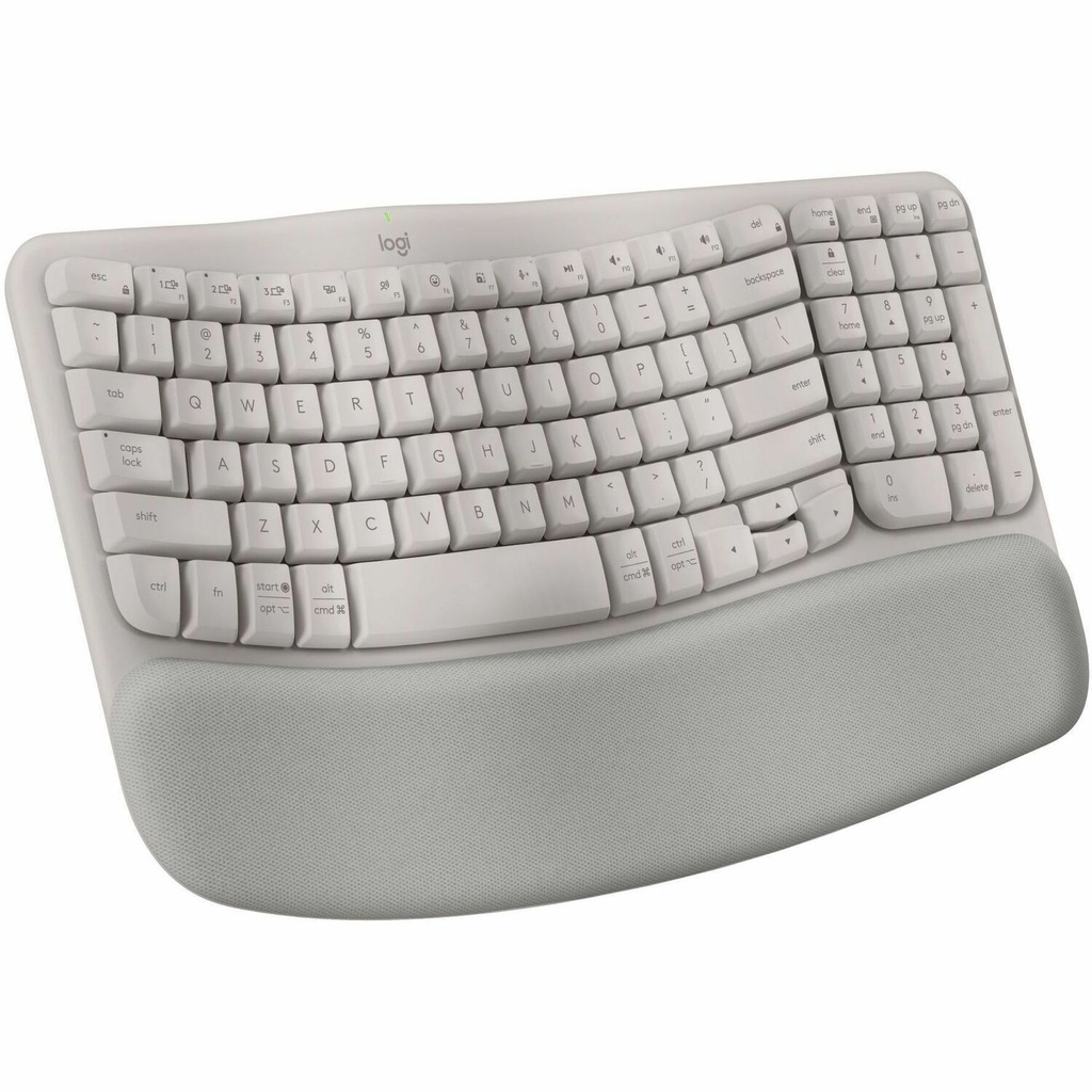 Logitech Wave Keys Wireless Ergonomic Keyboard with Cushioned Palm Rest, Comfortable Natural Typing, Easy-Switch, Bluetooth, Sand